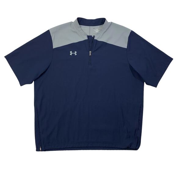 Under Armour Jacket Mens L Large Navy Baseball Cage Batting Practice Popover - Picture 1 of 14